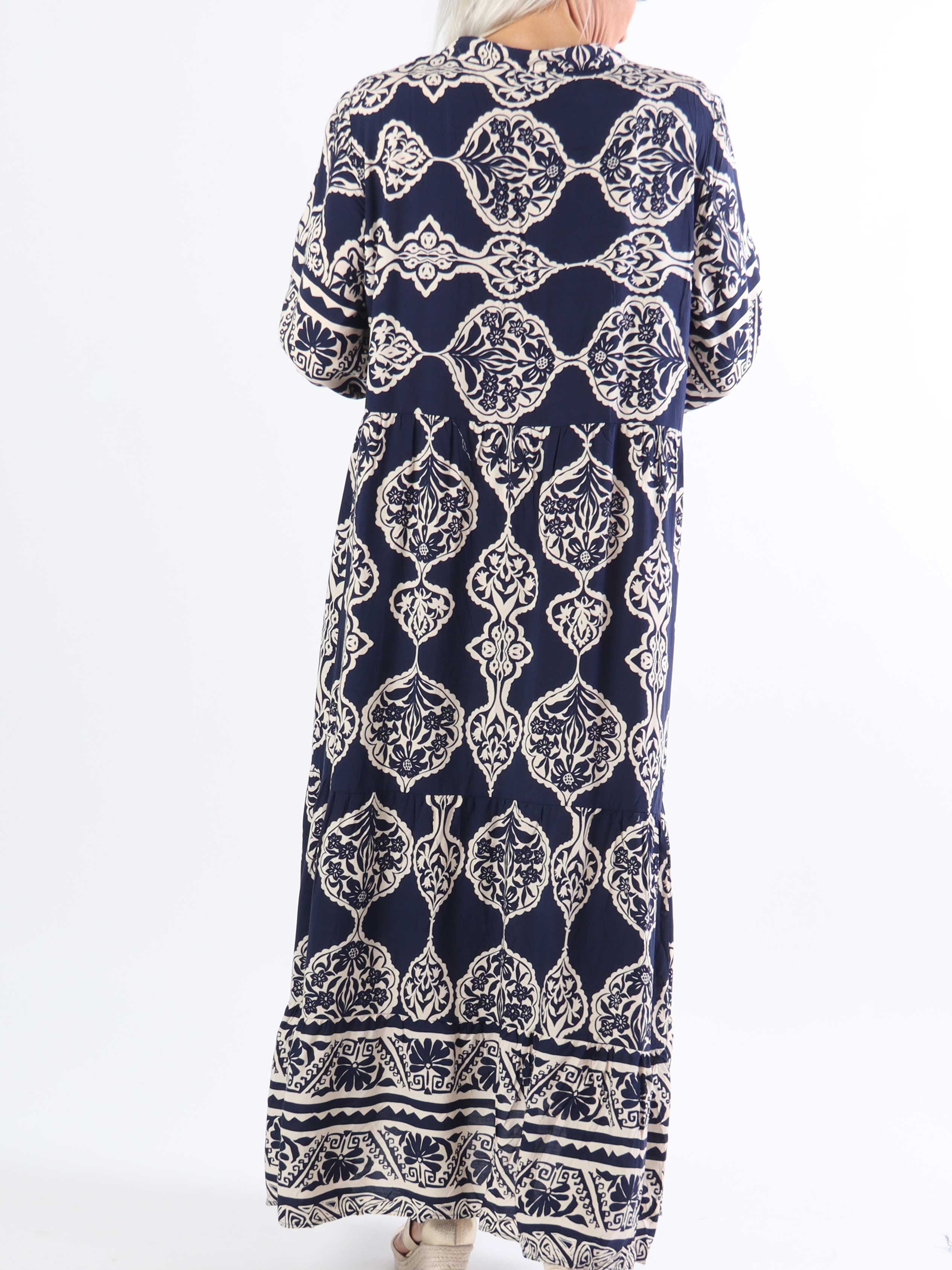 Melly - Lång mönstrad tunikaklänning i stora storlekar